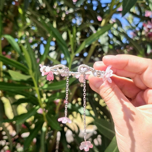 Women's Handcuff Bracelet new handmade, pink and silver
