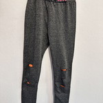 Girls' sports set with grey leggings and orange tank top, size 10