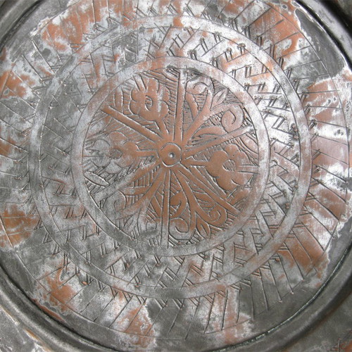 Copper plate used antique with rich folk decoration