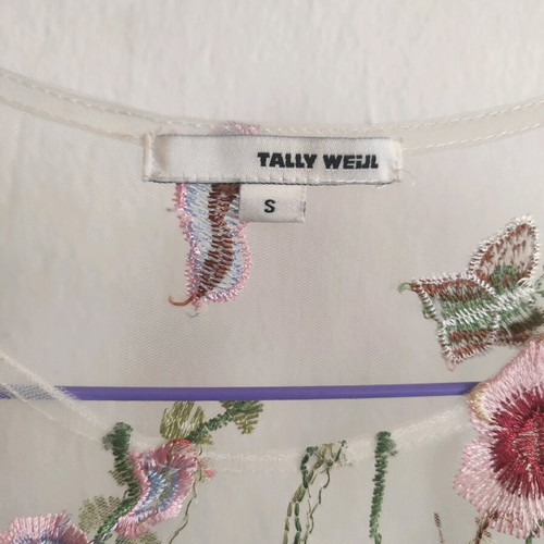 Transparent embroidered mesh blouse with floral designs, like new