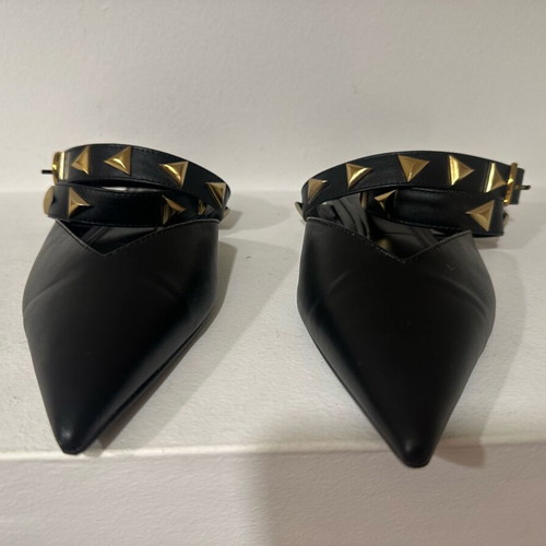 Zara women's mules like new, black with gold studs, size 37