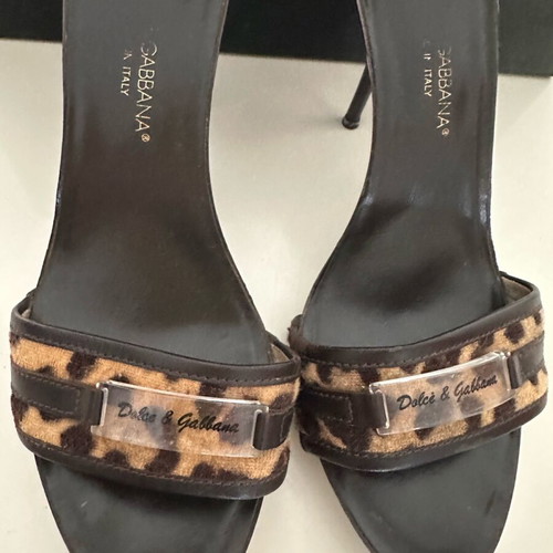 Dolce Gabbana mules used, leather beige-brown
