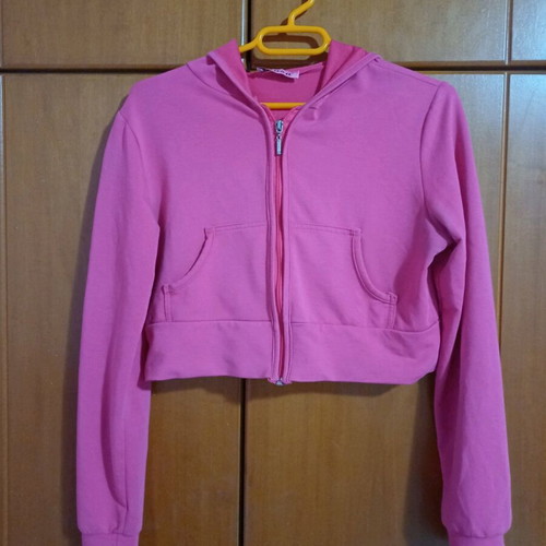 Crop jacket women's fuchsia used with zipper and pockets