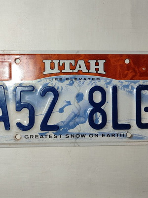 Licence plate USA Utah used, genuine for decoration
