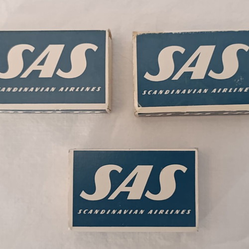 SAS Scandinavian Airlines vintage matchbox set of 3 used from 1960s