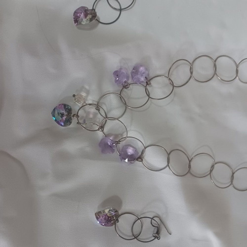 Jewelry set used with purple stones necklace and earrings