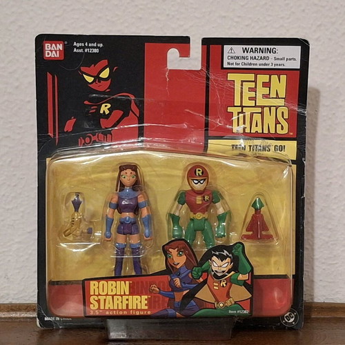 Teen Titans Robin & Starfire figure set Bandai 2003 new