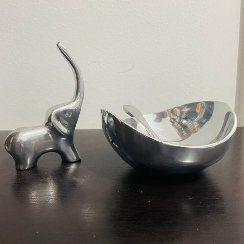 Pewter Acatitla Mexico decorative set with elephant, like new