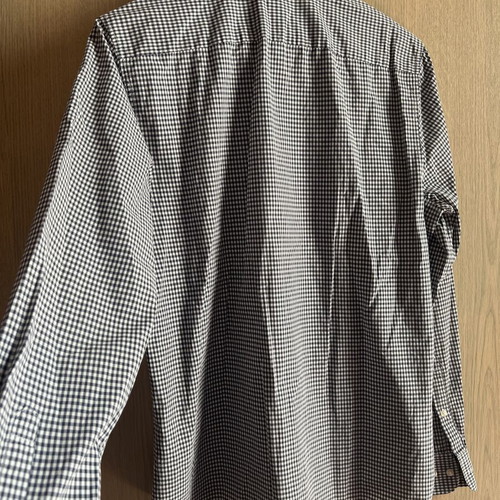 H&M men's gingham check shirt size M like new, navy and white