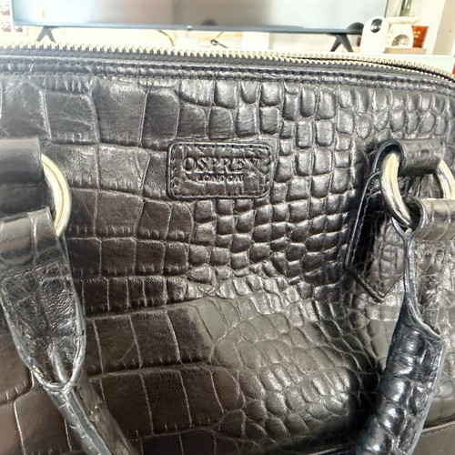 Osprey London leather handbag with crocodile texture black like new
