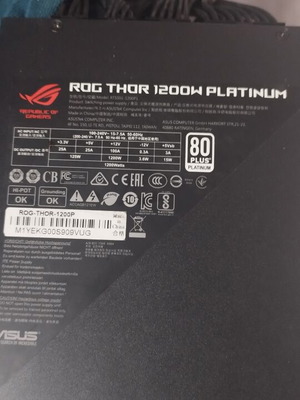 Τροφοδοτικό Asus ROG Thor 1200W Platinum σαν καινούργιο