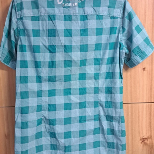 S.Oliver Men's Checked Short-Sleeve Shirt like new, green-white