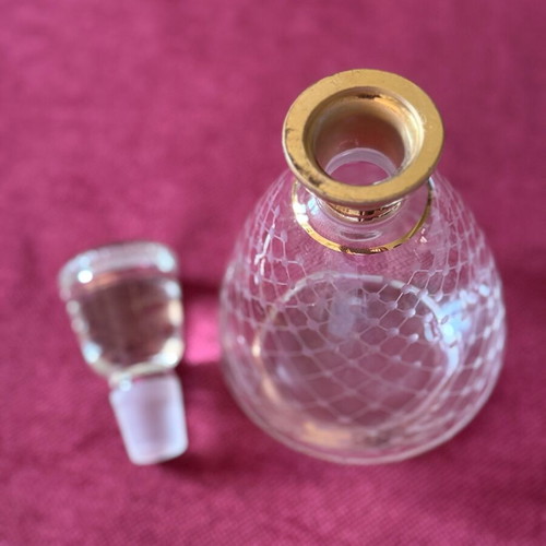 Crystal gold-plated antique carafe like new, height 21cm