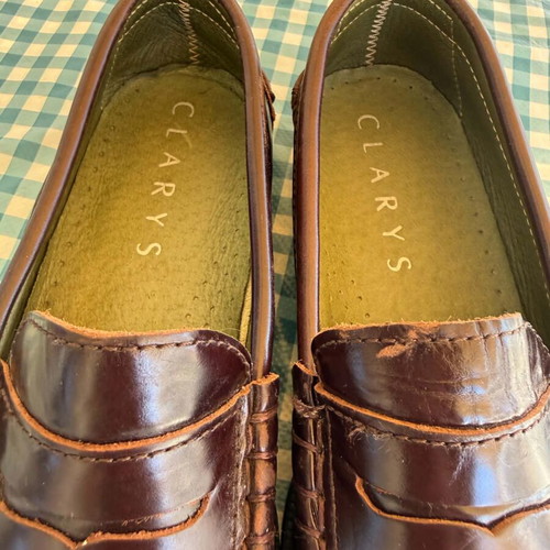 Clarys leather mokasins for boy size 34 used, brown