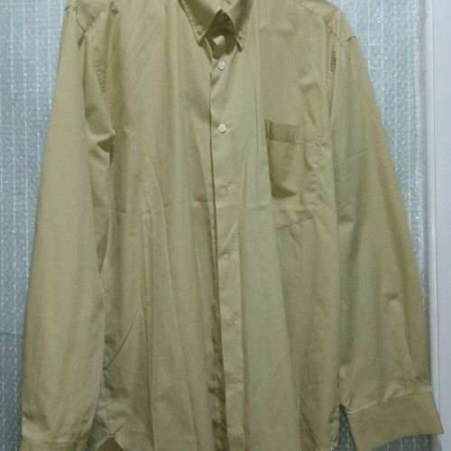Cotton men's shirt long sleeve size L like new mocha mustard color