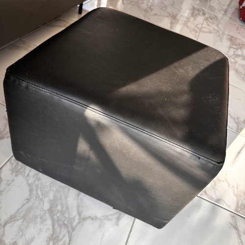 Black leather stool pouf like new