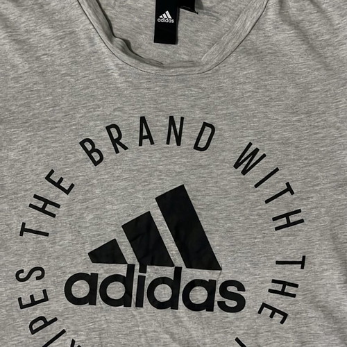 Adidas Men T-Shirt Grey Heather with Circle Logo print size M like new