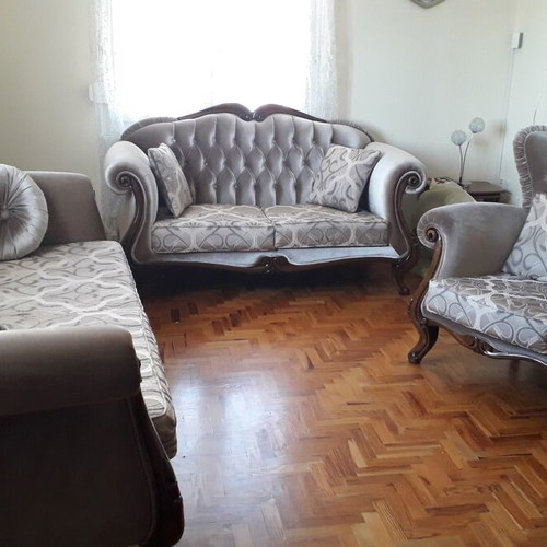 Sofa set with armchair, 2-seat and 3-seat, new grey velvet