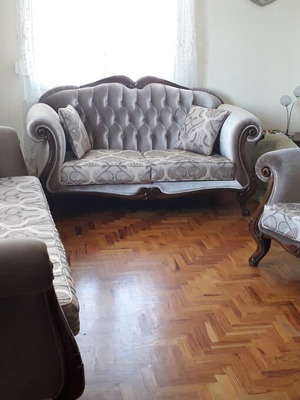 Sofa set with armchair, 2-seat and 3-seat, new grey velvet