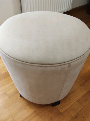 Leather Barrel Stool ecru, like new, Greek made