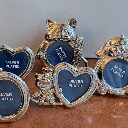 Silver-plated children's photo frames like new, set of 5