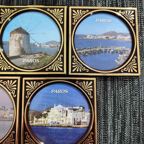 Paros vintage coasters pack of 5, new, 1980s