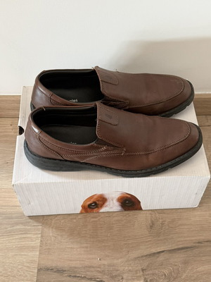 Hush Puppies men's brown leather slip-on dress shoes, size 45