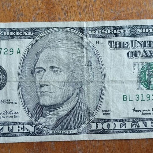 10 US dollar bill used 1999