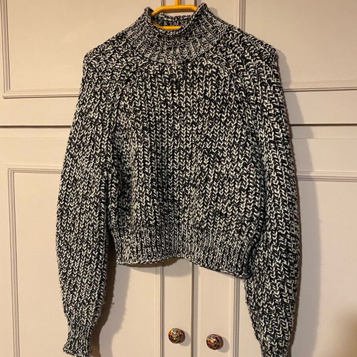 Women's black and white pullover with high collar like new