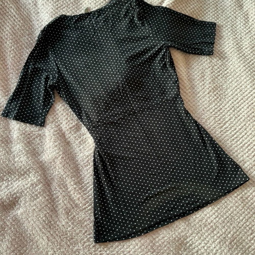 ASOS short-sleeve blouse new, black polka dot, size S