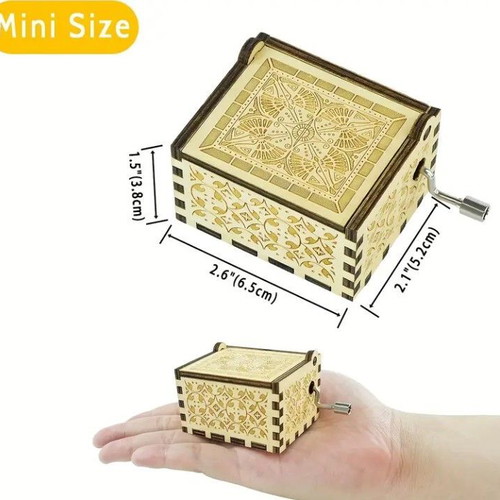 Mini Music Box You Are My Sunshine new, wooden with hand crank