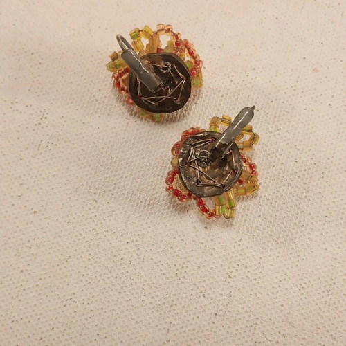 Earrings with beads and decorative rose made to order