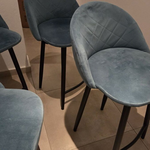 Bar stools used, set of 4, petrol color