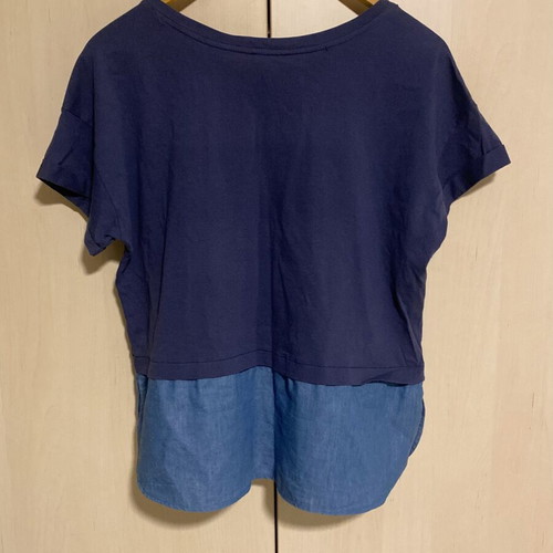 Celestino cotton blouse with denim detail like new, blue
