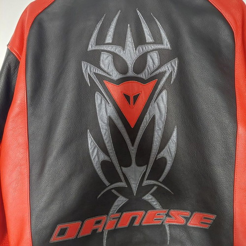 Dainese leather jacket used, black with red, size 50