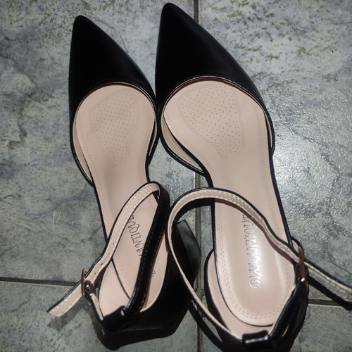 Diamantique black pumps with ankle strap and 6.5 cm block heel, new, size 40