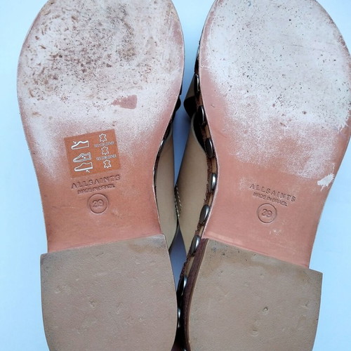 Allsaints Ruse leather cross sandals, light brown, size 39