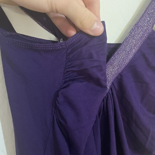 Morgan top in purple with shiny straps, new, size M