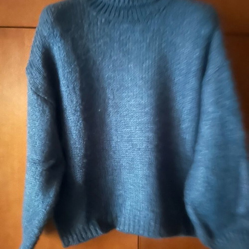 Turtleneck knitted sweater women like new, petrol color