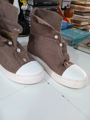 Sneaker μεταχειρισμένο, χειμερινό υφασμάτινο με δερμάτινο εσωτερικό, γκρι