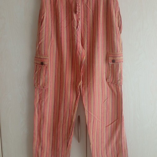 Y2K Boho Hippie Striped Summer Cargo Harem Cotton Pants used, size M
