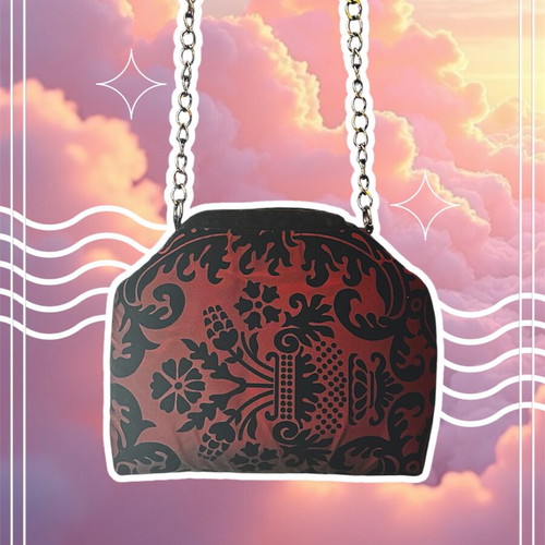 Handmade double-sided shoulder bag new with long chain and orange interior