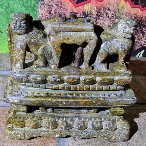 Antique carved stone decoration of Asian temple used