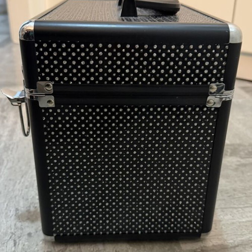 Cosmetic Case new, black with strass details and lock