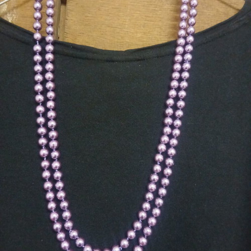 Women's long purple necklace, 1.42 m