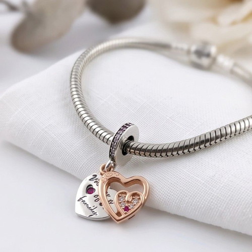 Pandora Charm Double Heart S925 ALE new, gold and silver