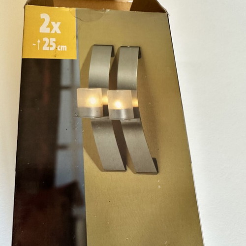 Wall Candle Holders set of 2 stainless steel with candles new