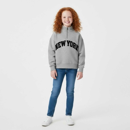 Zara girls' sweatshirt size 140 (9-10 years) like new, grey with blue letters