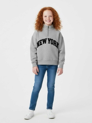 Zara girls' sweatshirt size 140 (9-10 years) like new, grey with blue letters