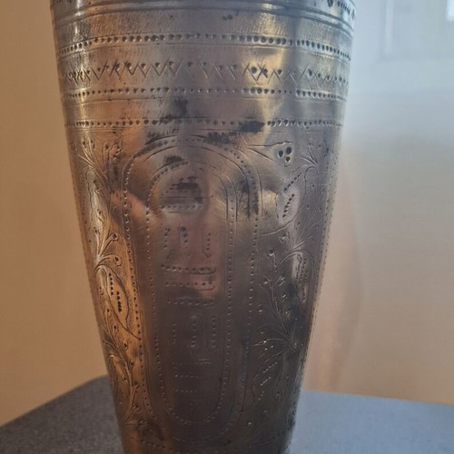Vintage Indian Silver-Plated Lassi Cup Vase